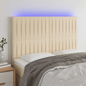 Vidaxl hoofdbord led 144x5x118 128 cm stof crèmekleurig