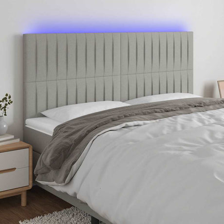 Vidaxl hoofdbord led 160x5x118 128 cm stof lichtgrijs