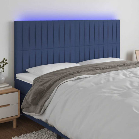 Vidaxl hoofdbord led 160x5x118 128 cm stof blauw