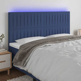 Vidaxl hoofdbord led 180x5x118 128 cm stof blauw