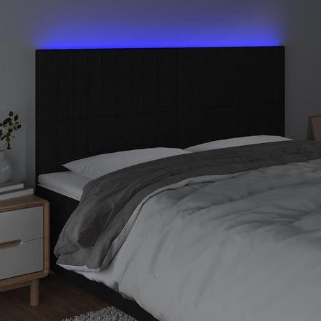 Vidaxl hoofdbord led 200x5x118 128 cm stof zwart