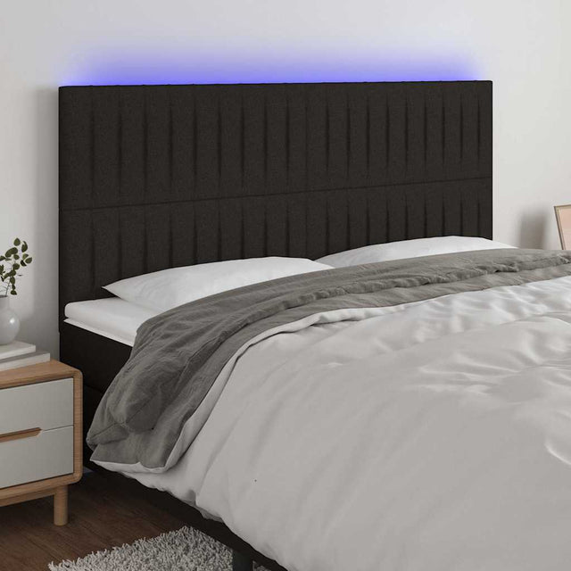 Vidaxl hoofdbord led 200x5x118 128 cm stof zwart