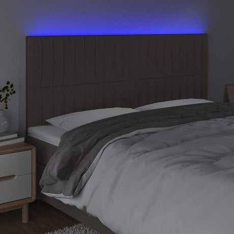 Vidaxl hoofdbord led 200x5x118 128 cm stof taupe