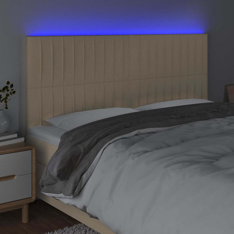 Vidaxl hoofdbord led 200x5x118 128 cm stof crèmekleurig