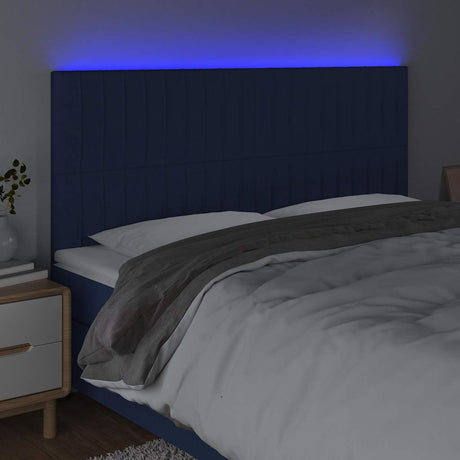 Vidaxl hoofdbord led 200x5x118 128 cm stof blauw