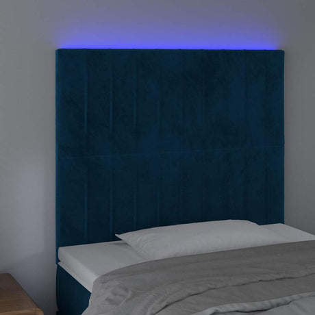 Vidaxl hoofdbord led 90x5x118 128 cm fluweel donkerblauw