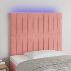 Vidaxl hoofdbord led 90x5x118 128 cm fluweel roze