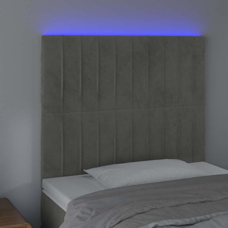 Vidaxl hoofdbord led 100x5x118 128 cm fluweel lichtgrijs