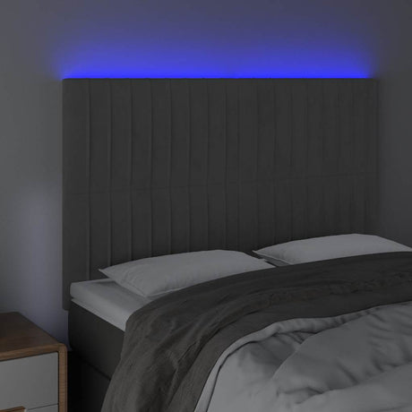 Vidaxl hoofdbord led 144x5x118 128 cm fluweel donkergrijs