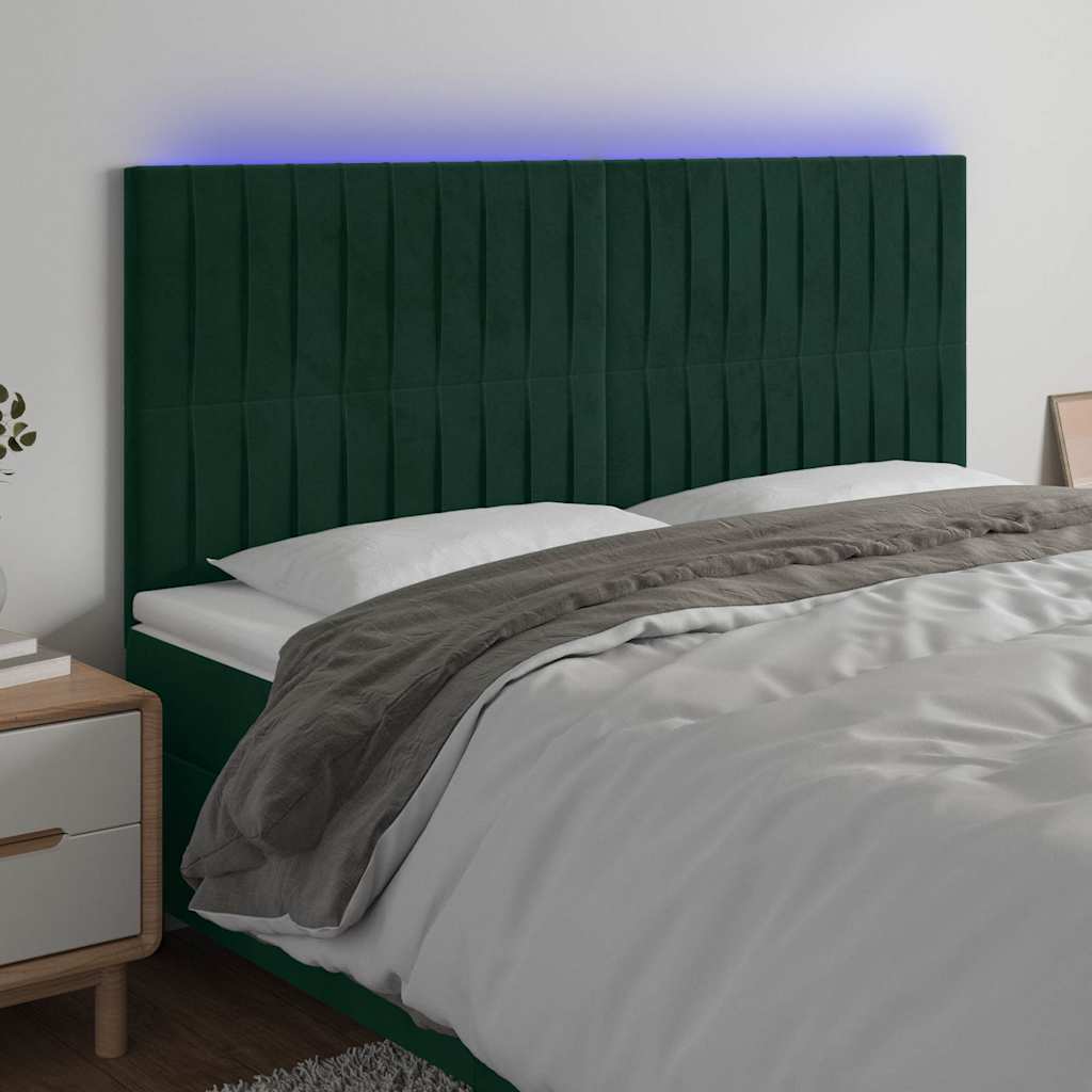 Vidaxl hoofdbord led 160x5x118 128 cm fluweel donkergroen