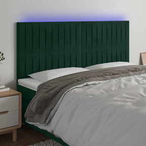 Vidaxl hoofdbord led 160x5x118 128 cm fluweel donkergroen