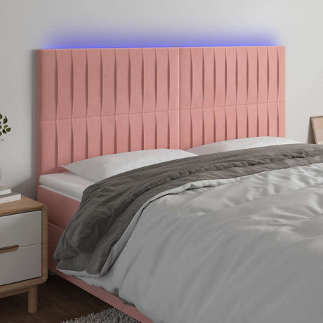 Vidaxl hoofdbord led 160x5x118 128 cm fluweel roze