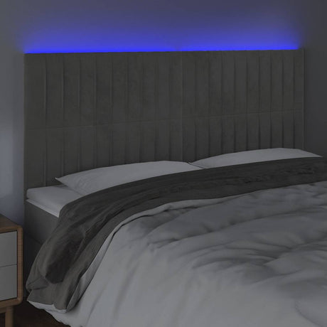 Vidaxl hoofdbord led 180x5x118 128 cm fluweel lichtgrijs