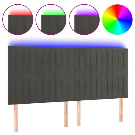 Vidaxl hoofdbord led 180x5x118 128 cm fluweel donkergrijs