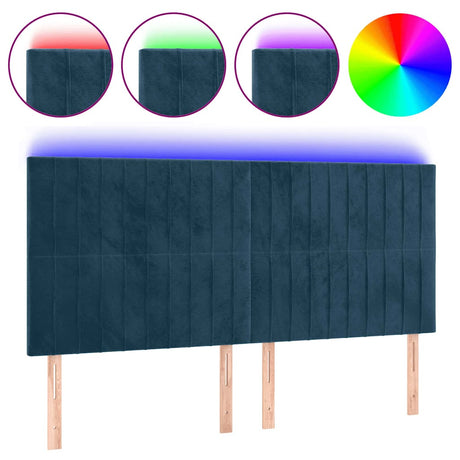Vidaxl hoofdbord led 180x5x118 128 cm fluweel donkerblauw