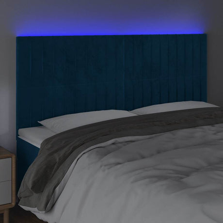 Vidaxl hoofdbord led 180x5x118 128 cm fluweel donkerblauw