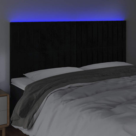 Vidaxl hoofdbord led 200x5x118 128 cm fluweel zwart