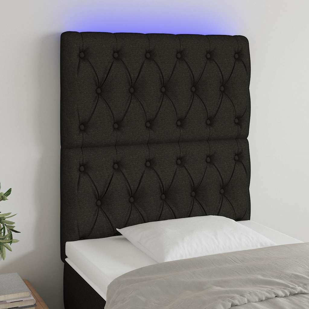 Vidaxl hoofdbord led 80x7x118 128 cm stof zwart