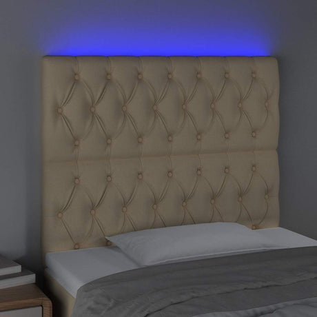 Vidaxl hoofdbord led 90x7x118 128 cm stof crèmekleurig