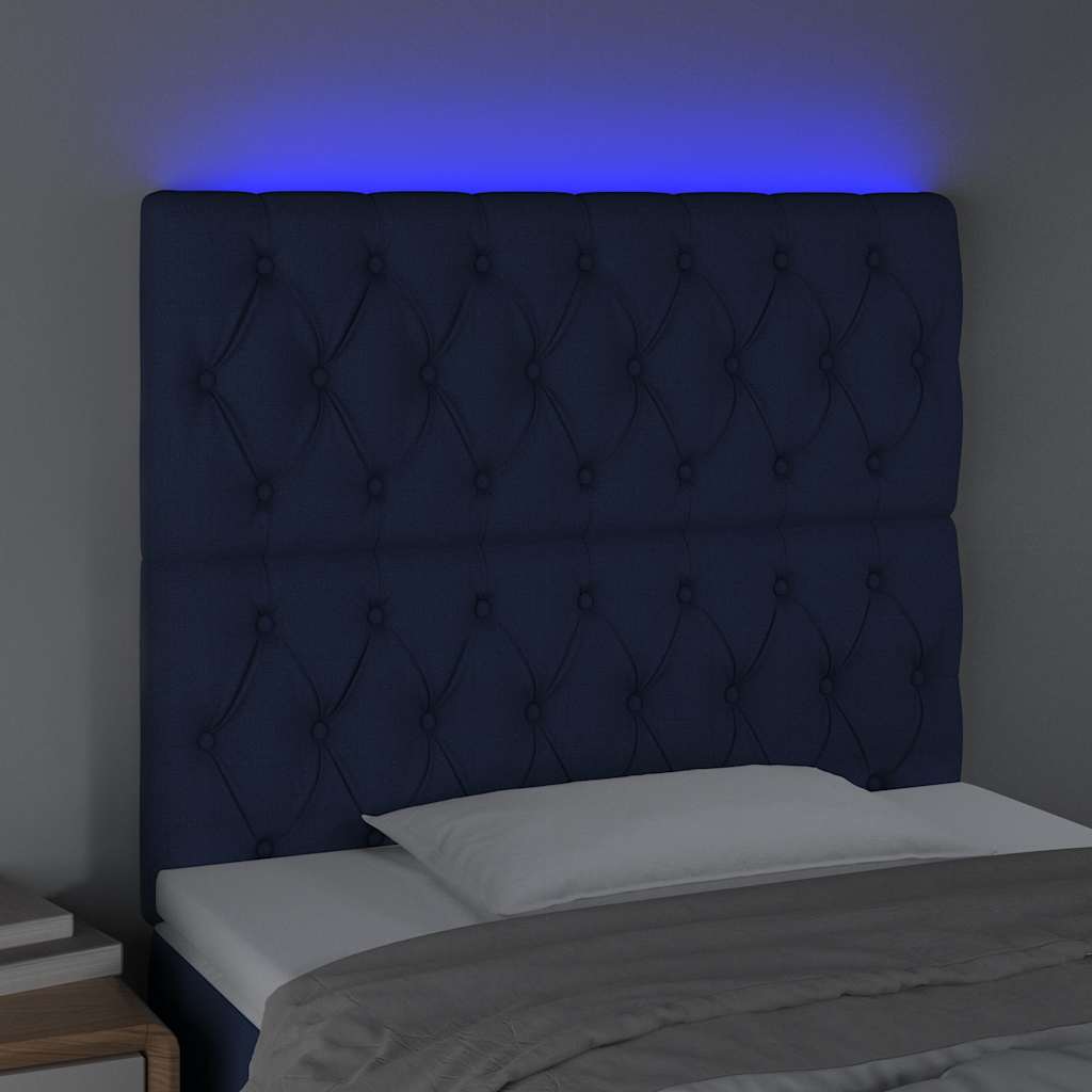 Vidaxl hoofdbord led 90x7x118 128 cm stof blauw