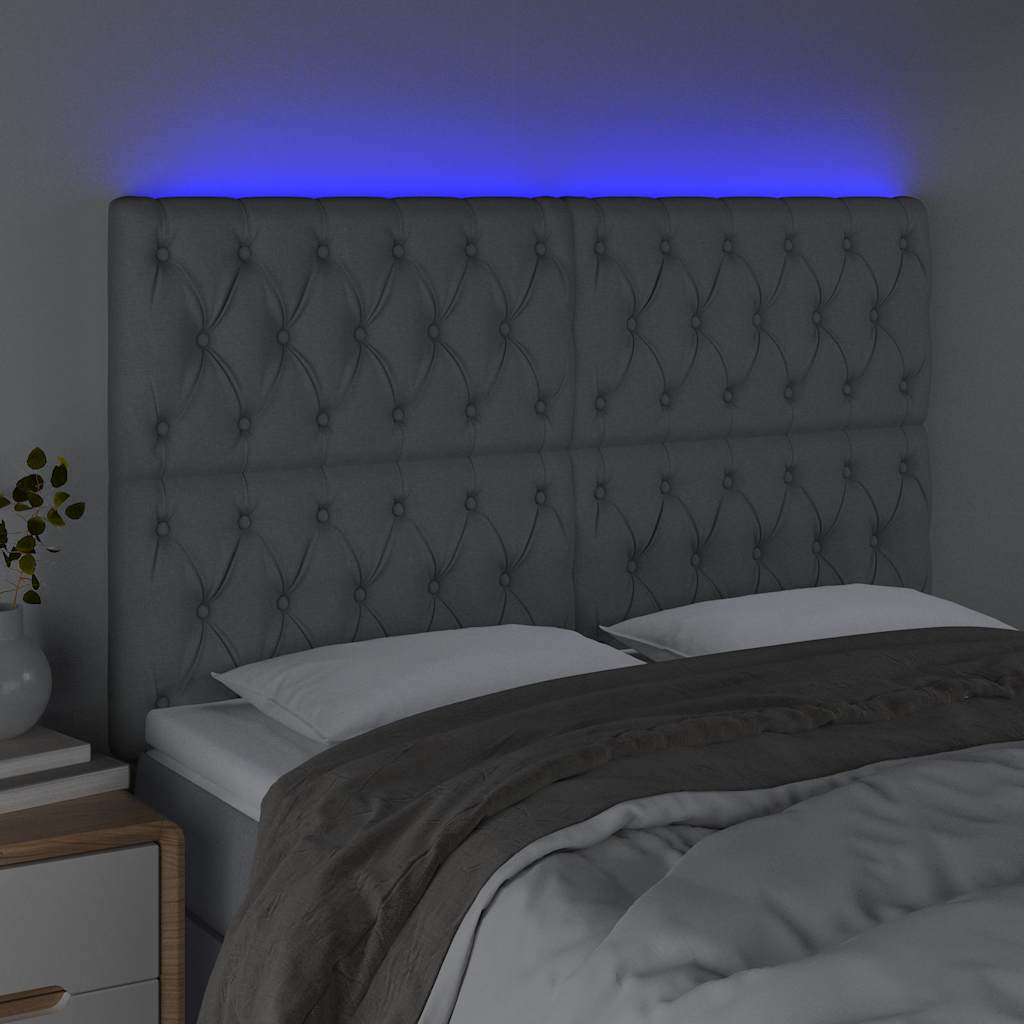 Vidaxl hoofdbord led 144x7x118 128 cm stof lichtgrijs