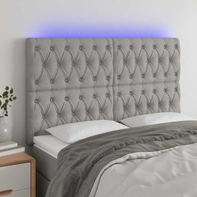 Vidaxl hoofdbord led 144x7x118 128 cm stof lichtgrijs