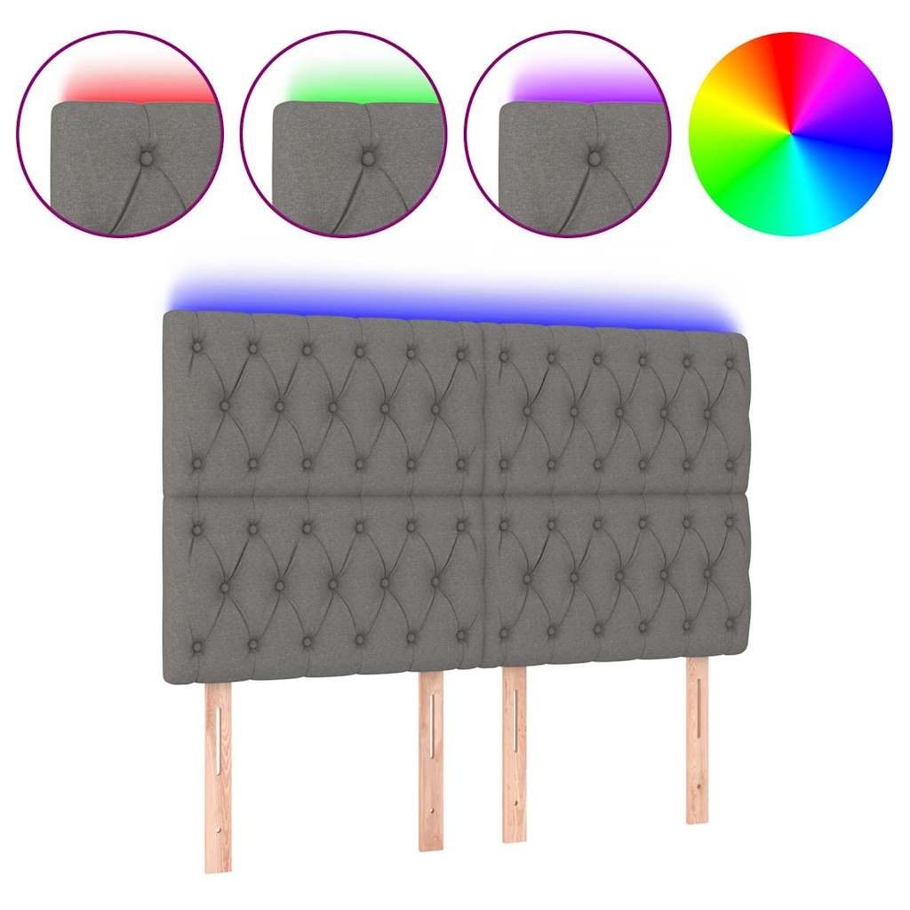 Vidaxl hoofdbord led 144x7x118 128 cm stof donkergrijs