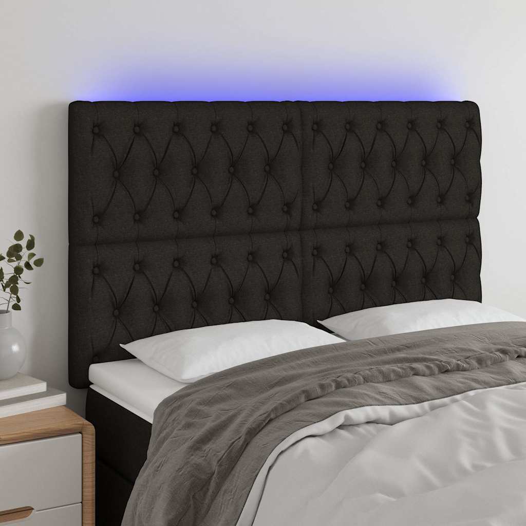 Vidaxl hoofdbord led 144x7x118 128 cm stof zwart