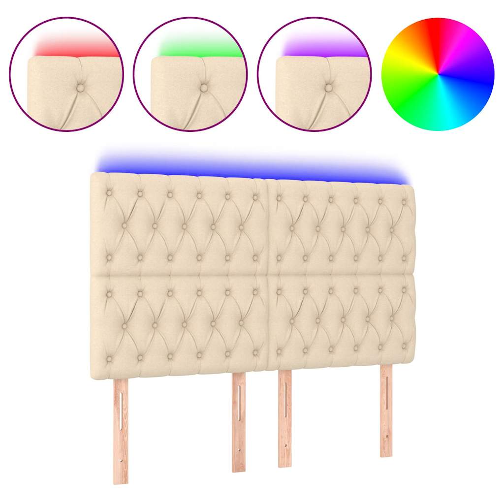 Vidaxl hoofdbord led 144x7x118 128 cm stof crèmekleurig