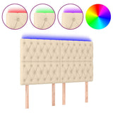 Vidaxl hoofdbord led 144x7x118 128 cm stof crèmekleurig