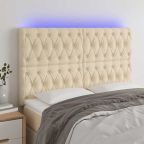 Vidaxl hoofdbord led 144x7x118 128 cm stof crèmekleurig