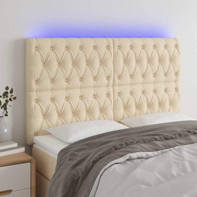 Vidaxl hoofdbord led 144x7x118 128 cm stof crèmekleurig