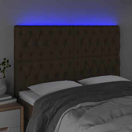 Vidaxl hoofdbord led 160x7x118 128 cm stof donkerbruin