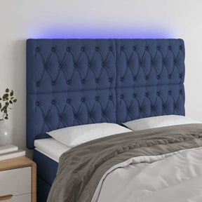 Vidaxl hoofdbord led 160x7x118 128 cm stof blauw