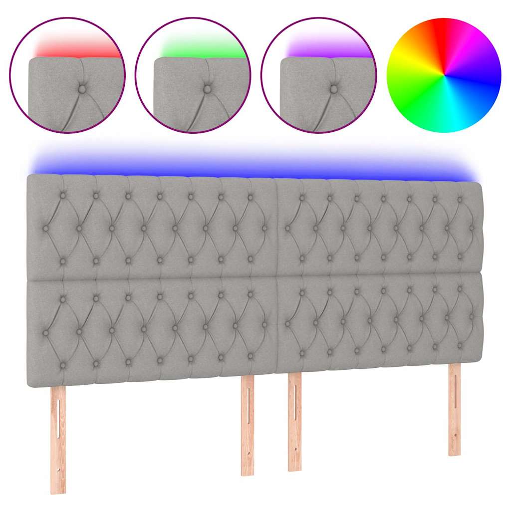 Vidaxl hoofdbord led 180x7x118 128 cm stof lichtgrijs