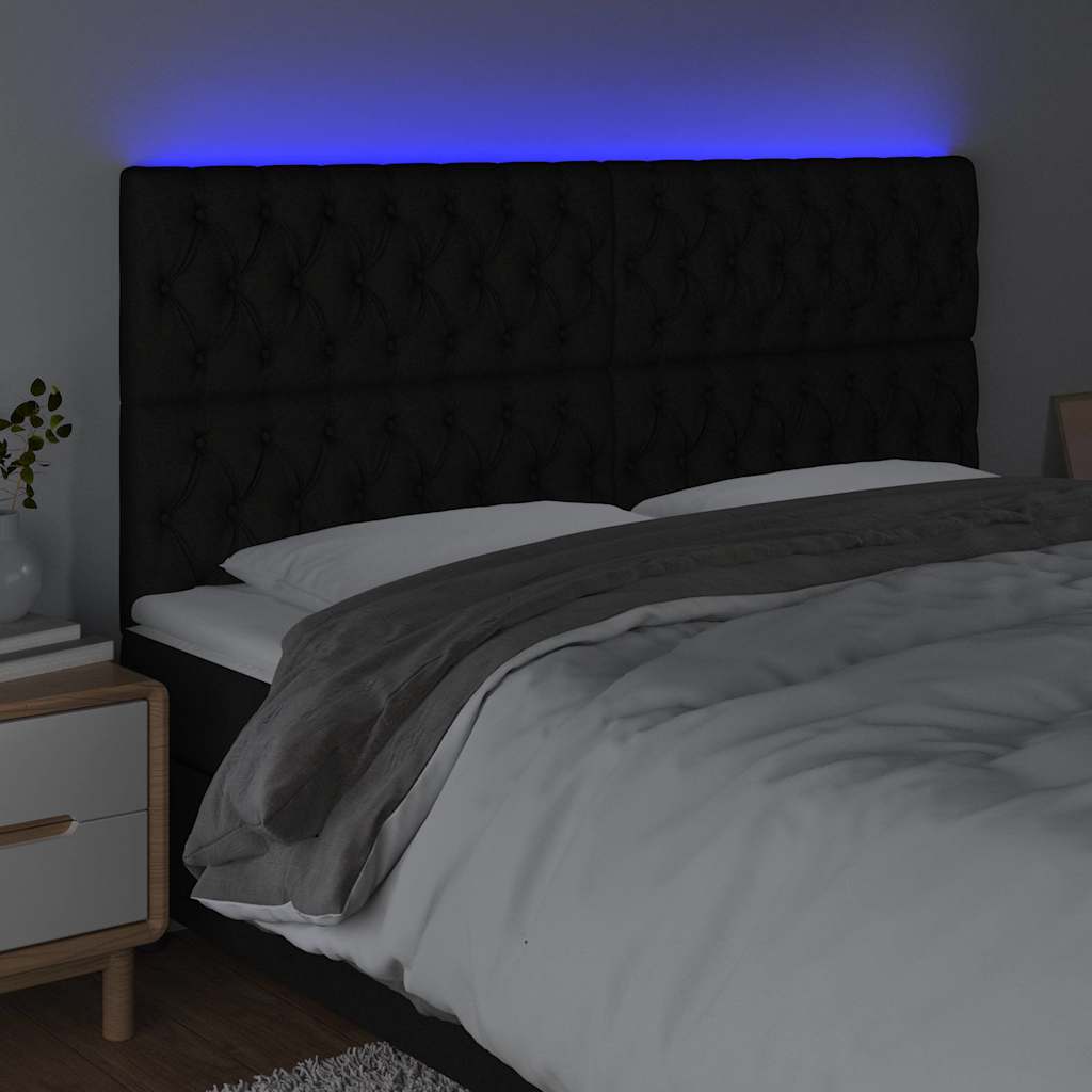Vidaxl hoofdbord led 180x7x118 128 cm stof zwart