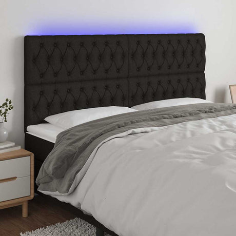 Vidaxl hoofdbord led 180x7x118 128 cm stof zwart