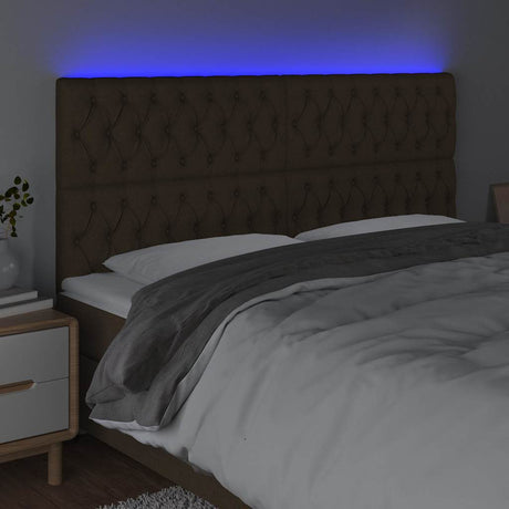Vidaxl hoofdbord led 180x7x118 128 cm stof donkerbruin