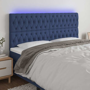 Vidaxl hoofdbord led 180x7x118 128 cm stof blauw