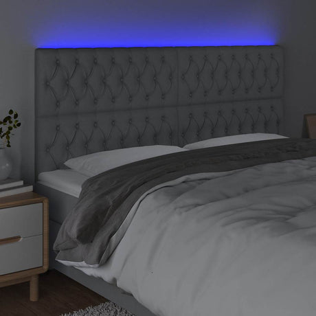 Vidaxl hoofdbord led 200x7x118 128 cm stof lichtgrijs