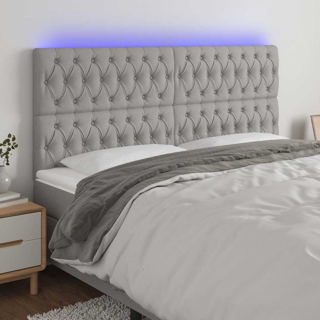Vidaxl hoofdbord led 200x7x118 128 cm stof lichtgrijs