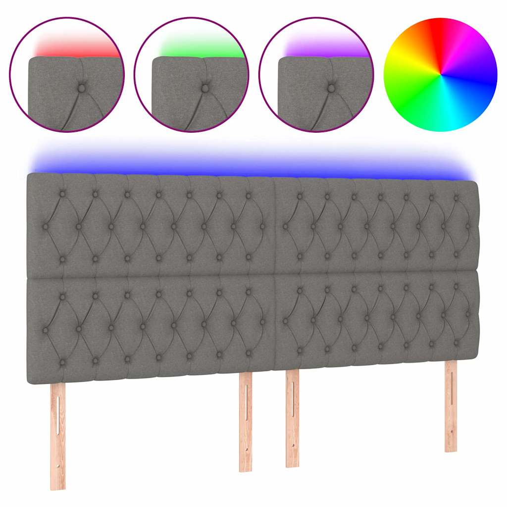 Vidaxl hoofdbord led 200x7x118 128 cm stof donkergrijs