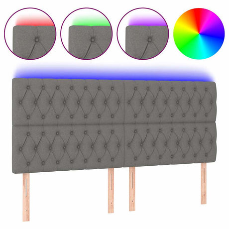Vidaxl hoofdbord led 200x7x118 128 cm stof donkergrijs