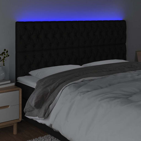 Vidaxl hoofdbord led 200x7x118 128 cm stof zwart