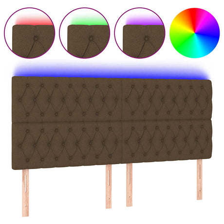 Vidaxl hoofdbord led 200x7x118 128 cm stof donkerbruin