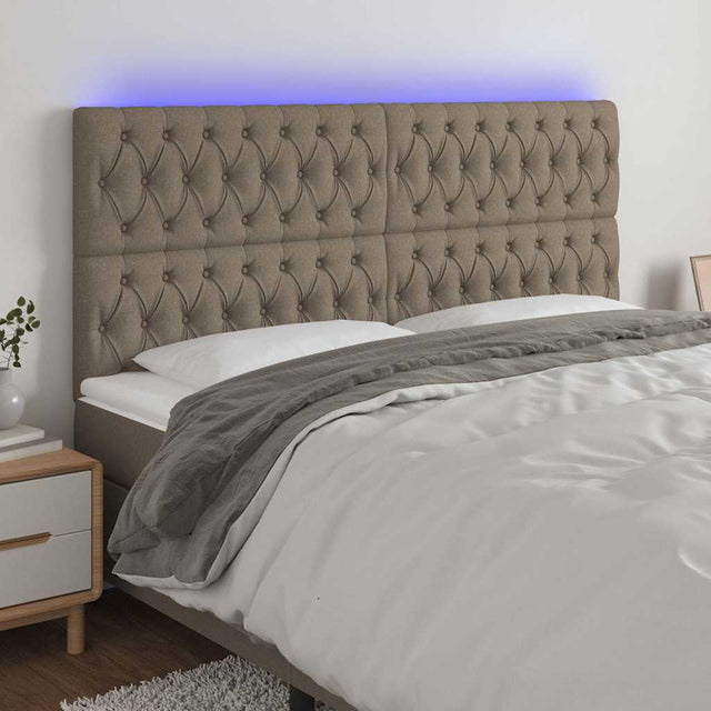 Vidaxl hoofdbord led 200x7x118 128 cm stof taupe