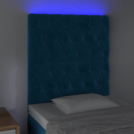 Vidaxl hoofdbord led 80x7x118 128 cm fluweel donkerblauw