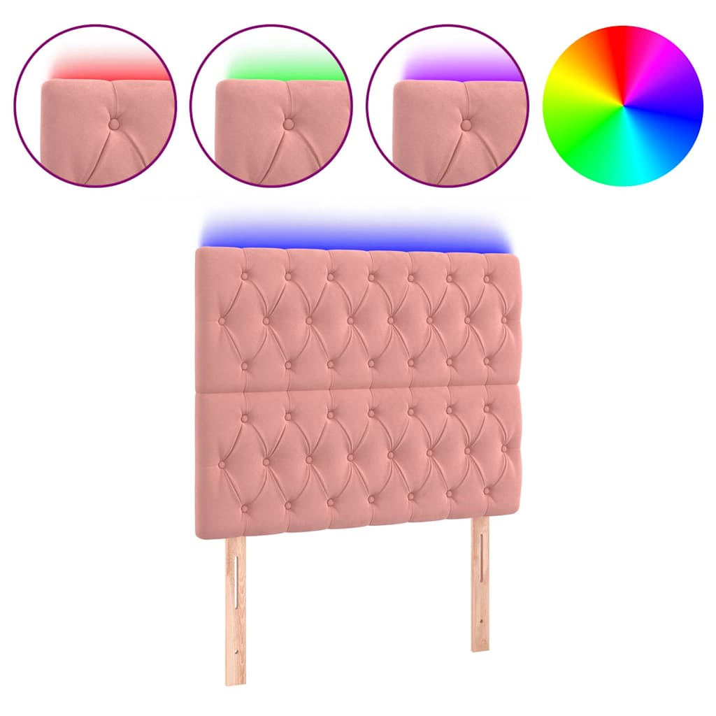 Vidaxl hoofdbord led 90x7x118 128 cm fluweel roze
