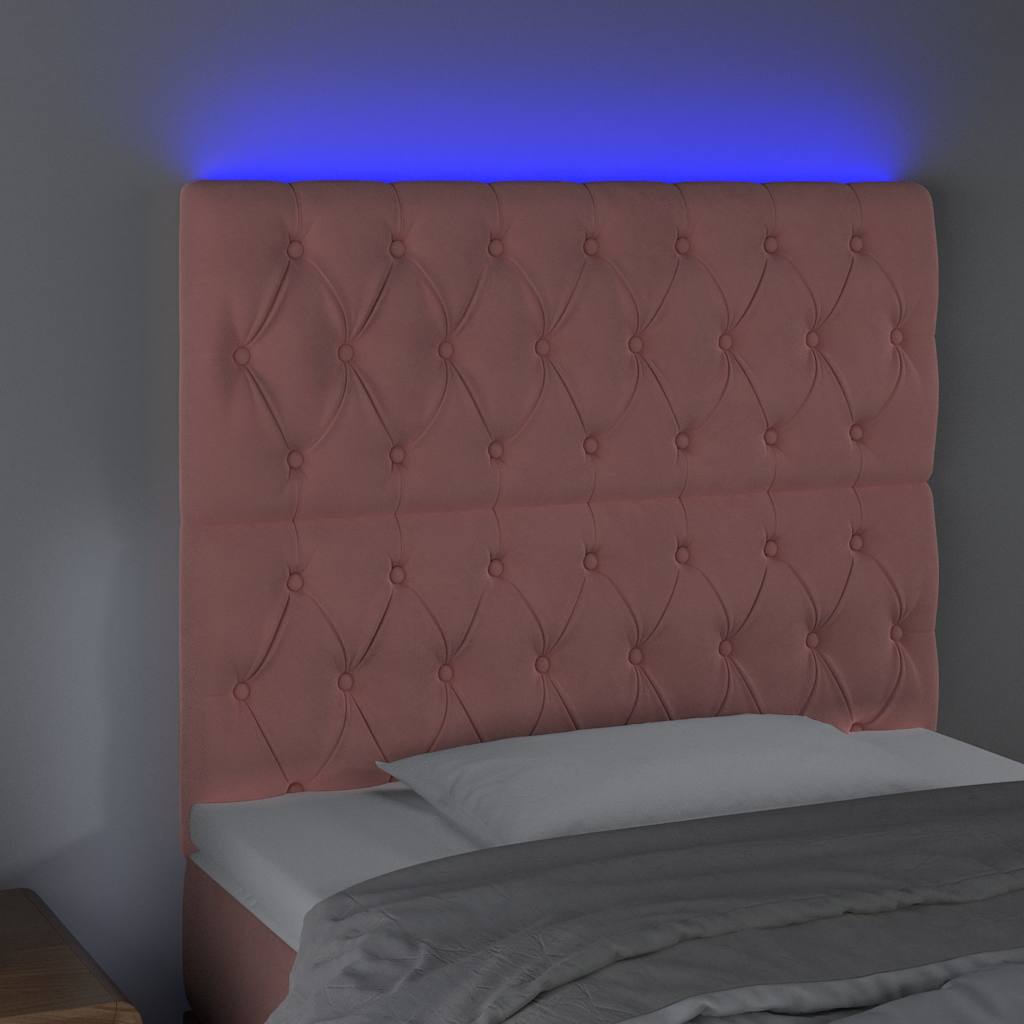 Vidaxl hoofdbord led 90x7x118 128 cm fluweel roze