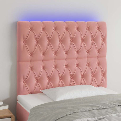 Vidaxl hoofdbord led 90x7x118 128 cm fluweel roze